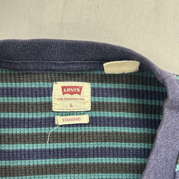 Levi's Mens Jumper Sz L Navy Waffle Knit Relaxed Sweatshirt Casual Minimalist - Picture 4 of 7